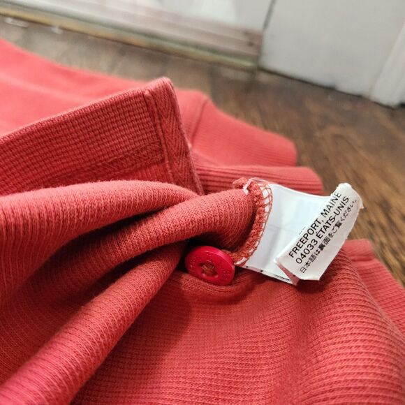 LL Bean Thermal Henley Shirt Mens XL Tall Orange Red Outdoor Fall Gorpcore Warm - Picture 13 of 13